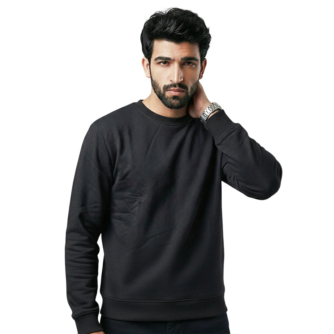 Men’s Premium Solid Crew Neck Sweatshirt | Casual Long Sleeve Pullover for Winter & Fall | Smart Regular Fit