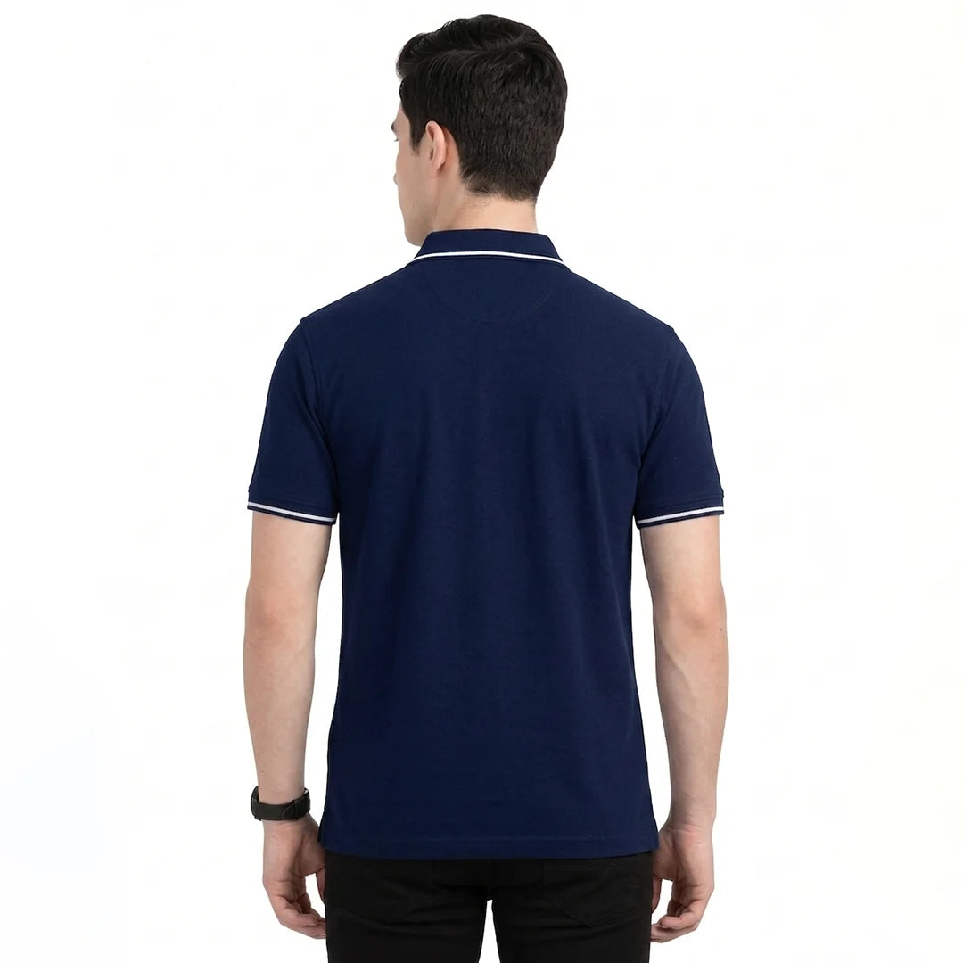 Premium Pure Cotton Regular Fit Tipping Polo Shirt - 270 GSM Bio-Washed