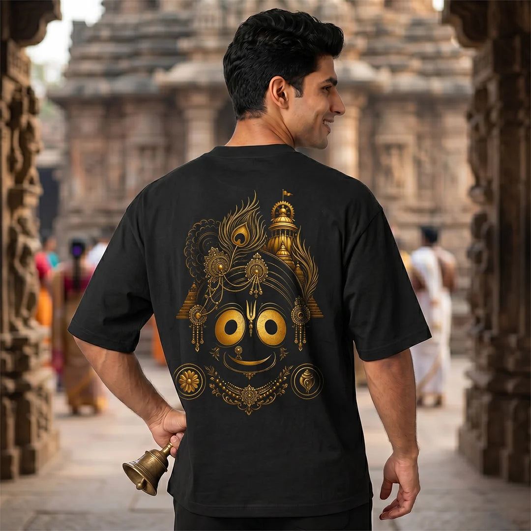 Premium Oversized Jai Jagannath Graphic T-Shirt - 240 GSM Pure Cotton, Soft Biowashed