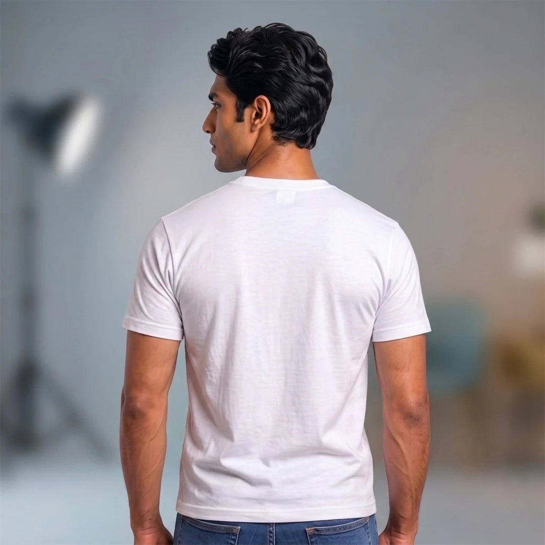 Men's Pure Cotton Regular Fit Lord Krishna Chariot Printed T-Shirt | 180 GSM Bio-Washed Bhagavad Gita Graphic Tee