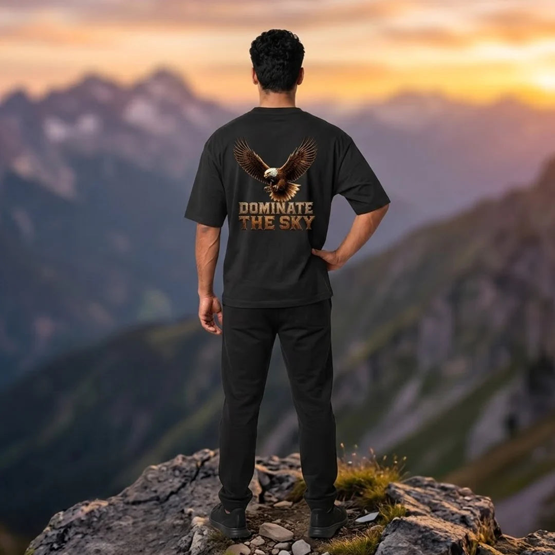 Men's India Air Force Eagle Graphic T-Shirt - 240 GSM Oversized
