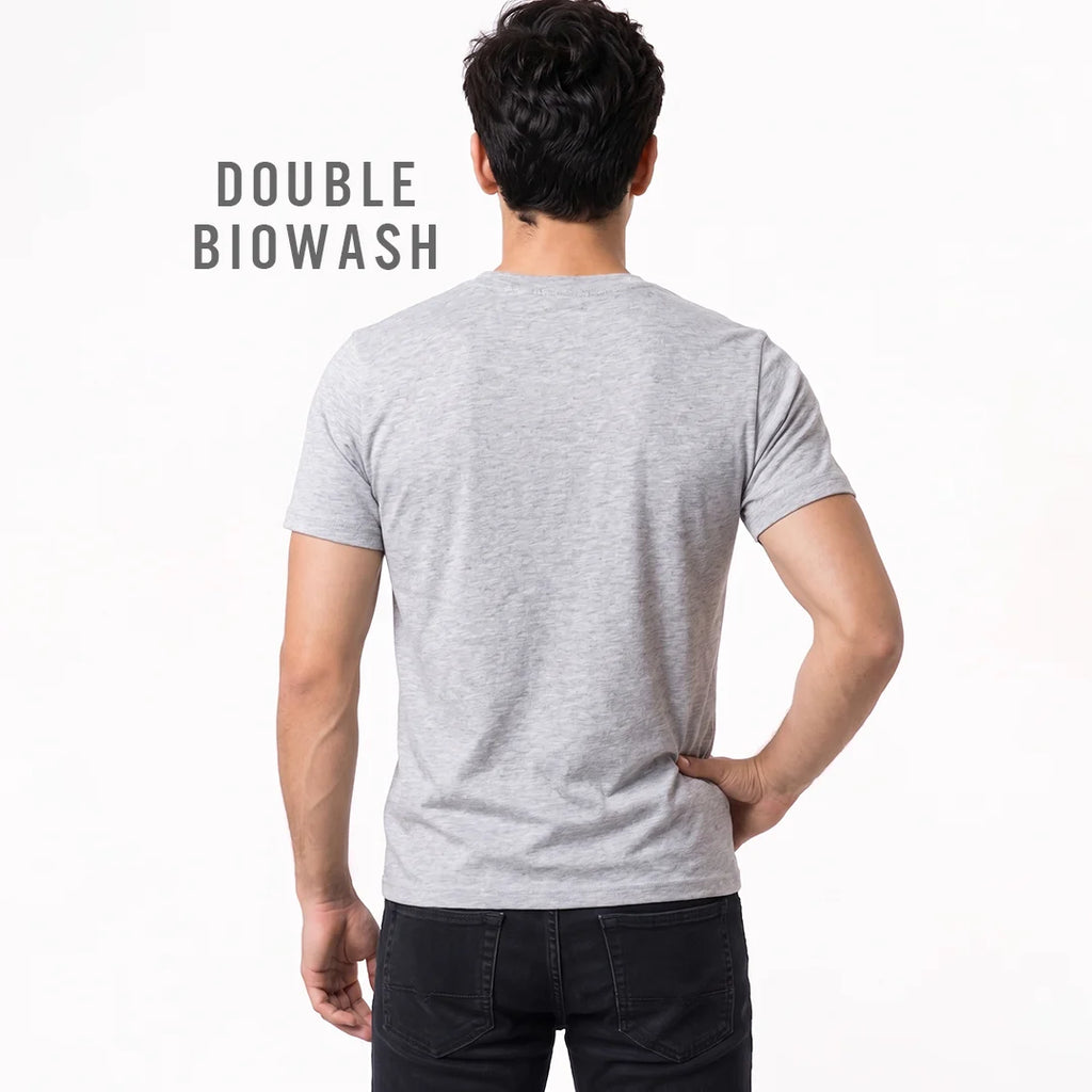 Premium Men's Cotton Blend Round Neck T-Shirt - Regular Fit, 180 GSM, Double Bio-Wash