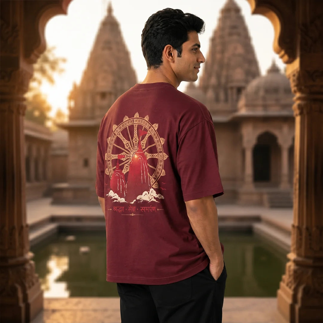 Excello Premium "Shraddha Seva Samarpan" Oversized Graphic T-Shirt