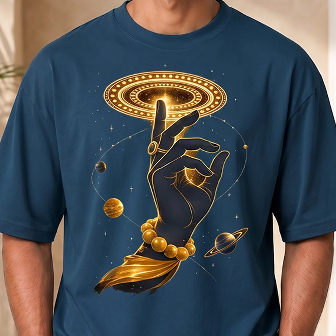 Men's Cosmic Chakra Divine Oversized Graphic T-Shirt - 240 GSM Pure Cotton, Bio-Washed