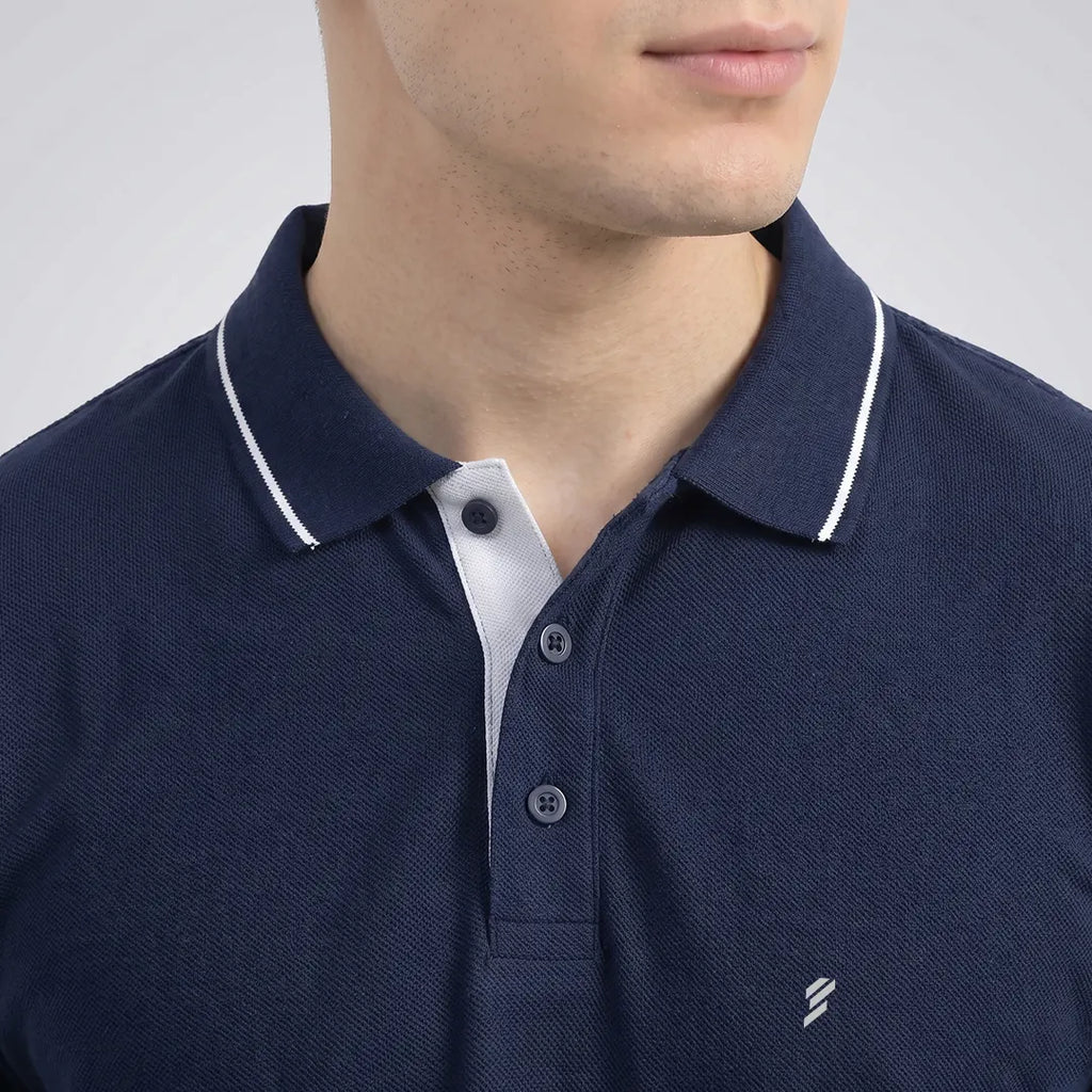 Premium 270 GSM Pure Cotton Biowash Tipping Polo T-Shirt - Heavyweight & Breathable