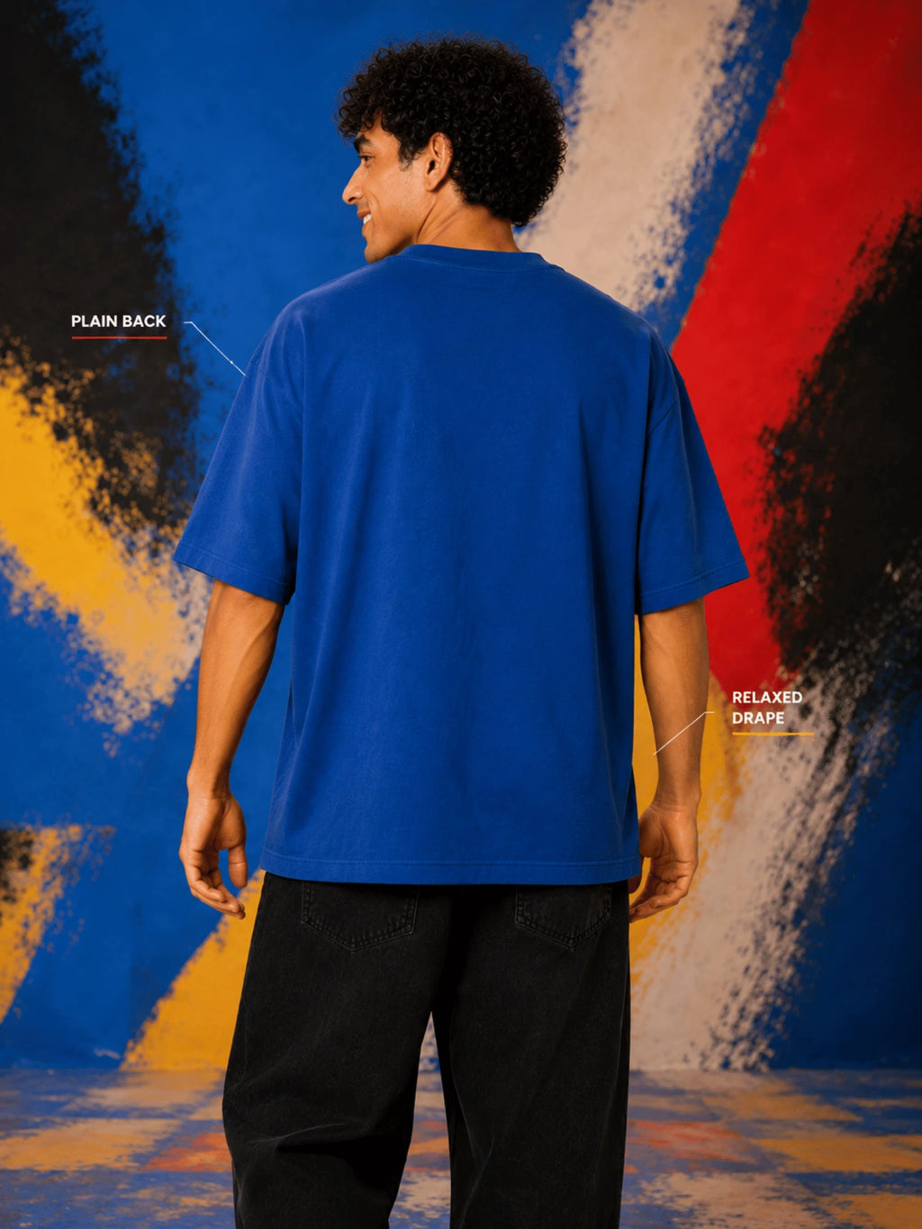 Excello Men's 'Don't Dare to Blame Me' Graphic Oversized T-Shirt | Air Force Blue