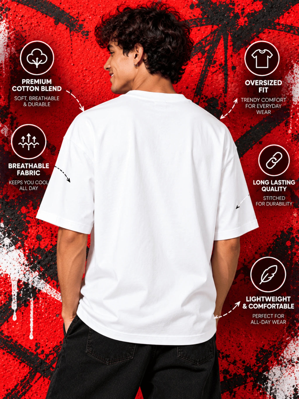 Excello Men's 'We Are Who We Are' Statement Graphic Oversized T-Shirt | White