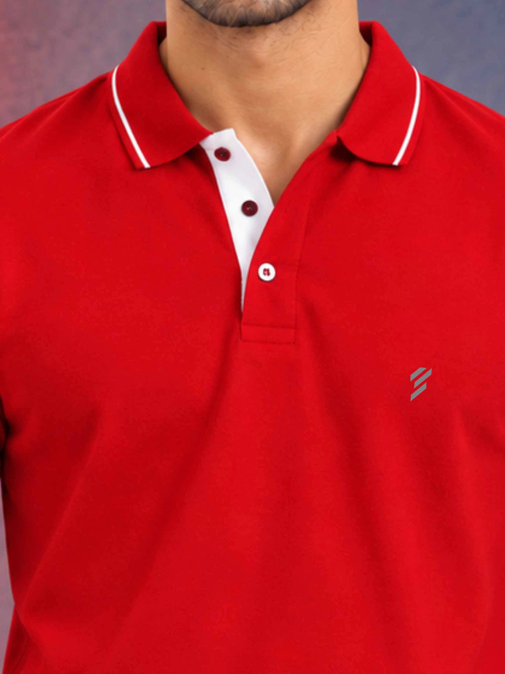 Premium 270 GSM Pure Cotton Biowash Tipping Polo T-Shirt - Heavyweight & Breathable | Red