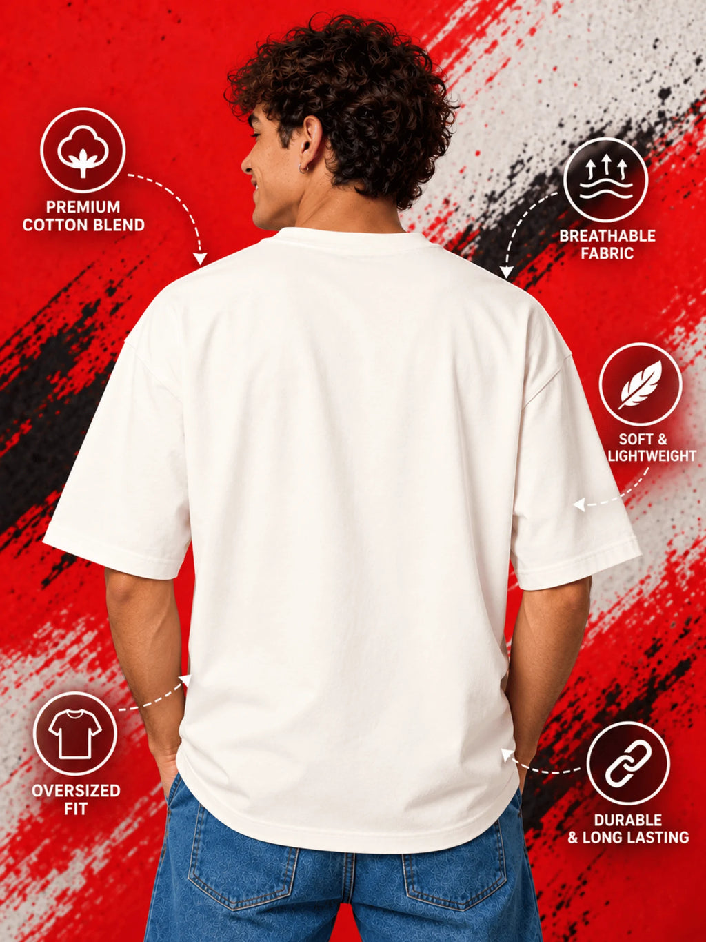 Excello Men's 'Impossible' Motivational Graphic Oversized T-Shirt | Off  White