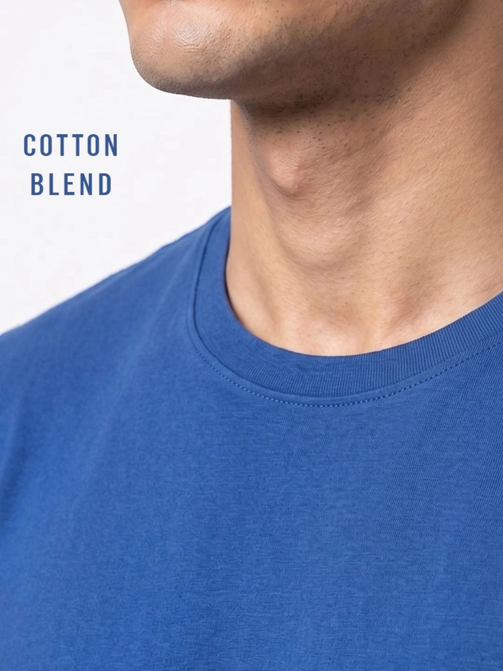 Excello Men's Cotton Blend Bio-Wash Plain  Regular Fit Round Neck T-Shirt  | Navy & Royal