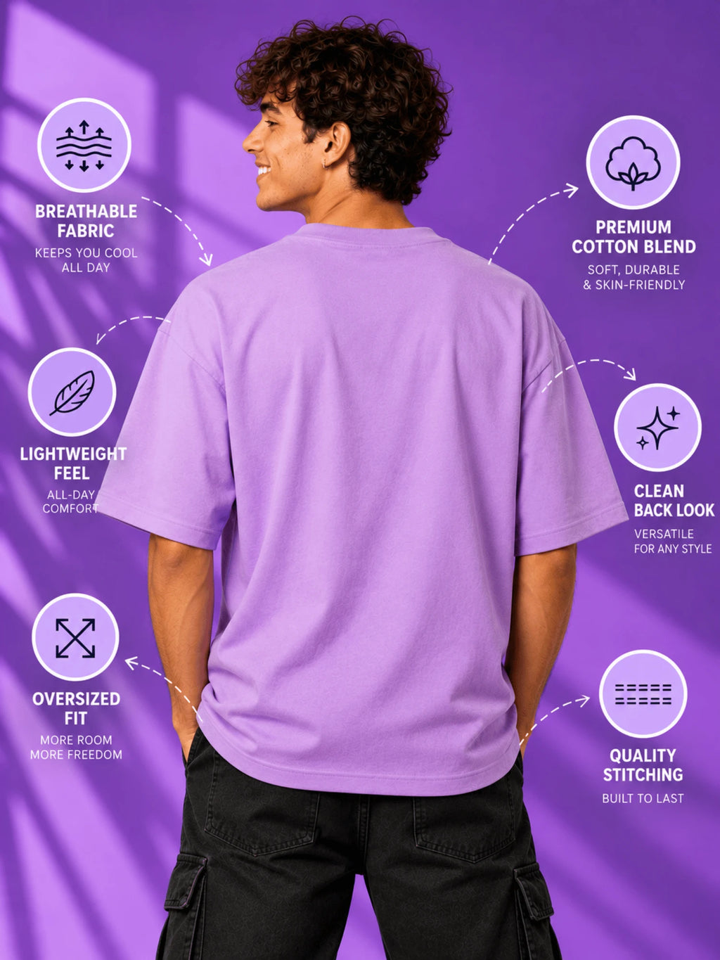 Excello Men's 'I Can' Motivational Graphic Oversized T-Shirt | Lavender