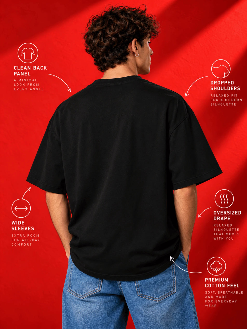 Excello Men's 'Impossible' Motivational Graphic Oversized T-Shirt | Black