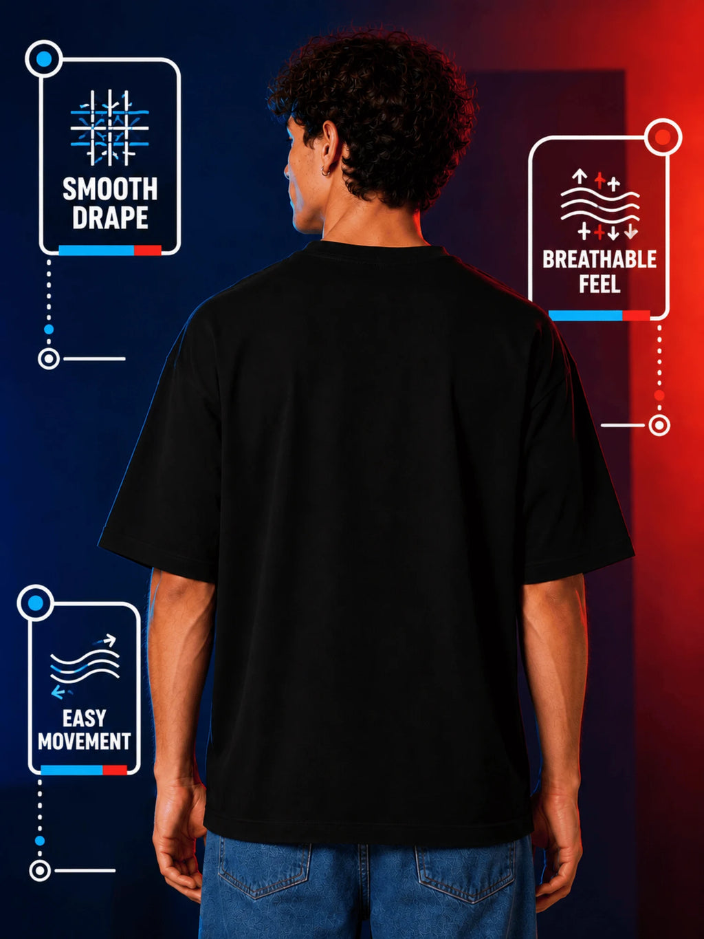 Excello Ganesha Oversized T-Shirt - 240GSM Cotton-Black