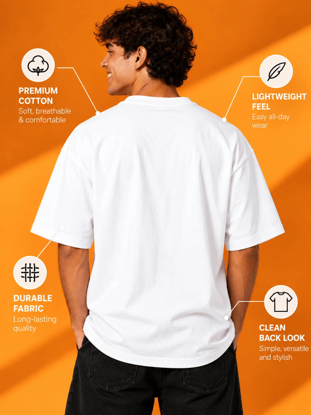 Excello Men's 'Dream Big' Motivational Graphic Oversized T-Shirt | White