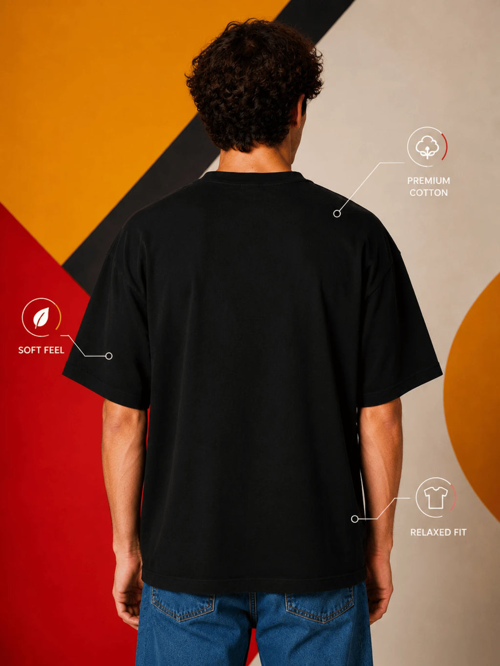 Excello Men's 'Rupiya Gir Raha Hai' Humorous Graphic Oversized T-Shirt| Black