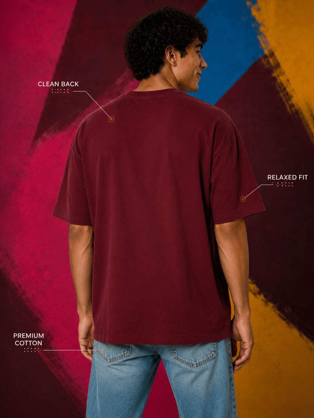 Excello Men's 'Lucchhe Nahi Hain Hum' Graphic Oversized T-Shirt | Maroon