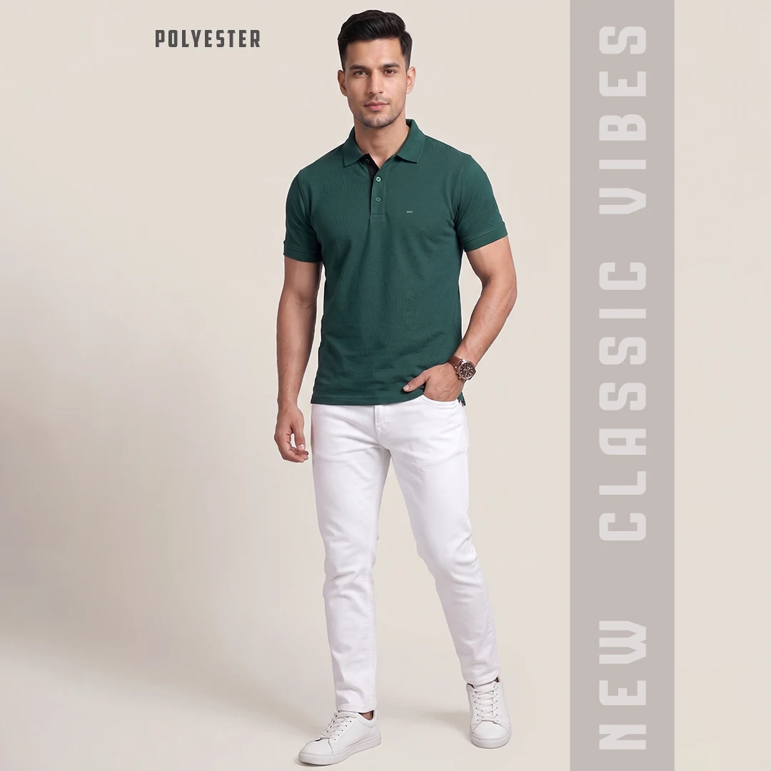 Excello Premium Men's Aeropiq Polo T-Shirt | Wrinkle-Free 100% Nanopoly
