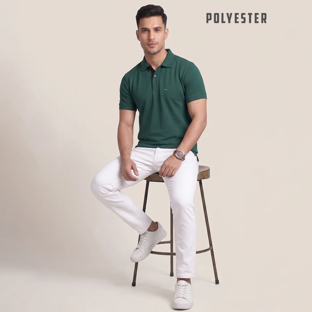 Excello Premium Men's Aeropiq Polo T-Shirt | Wrinkle-Free 100% Nanopoly