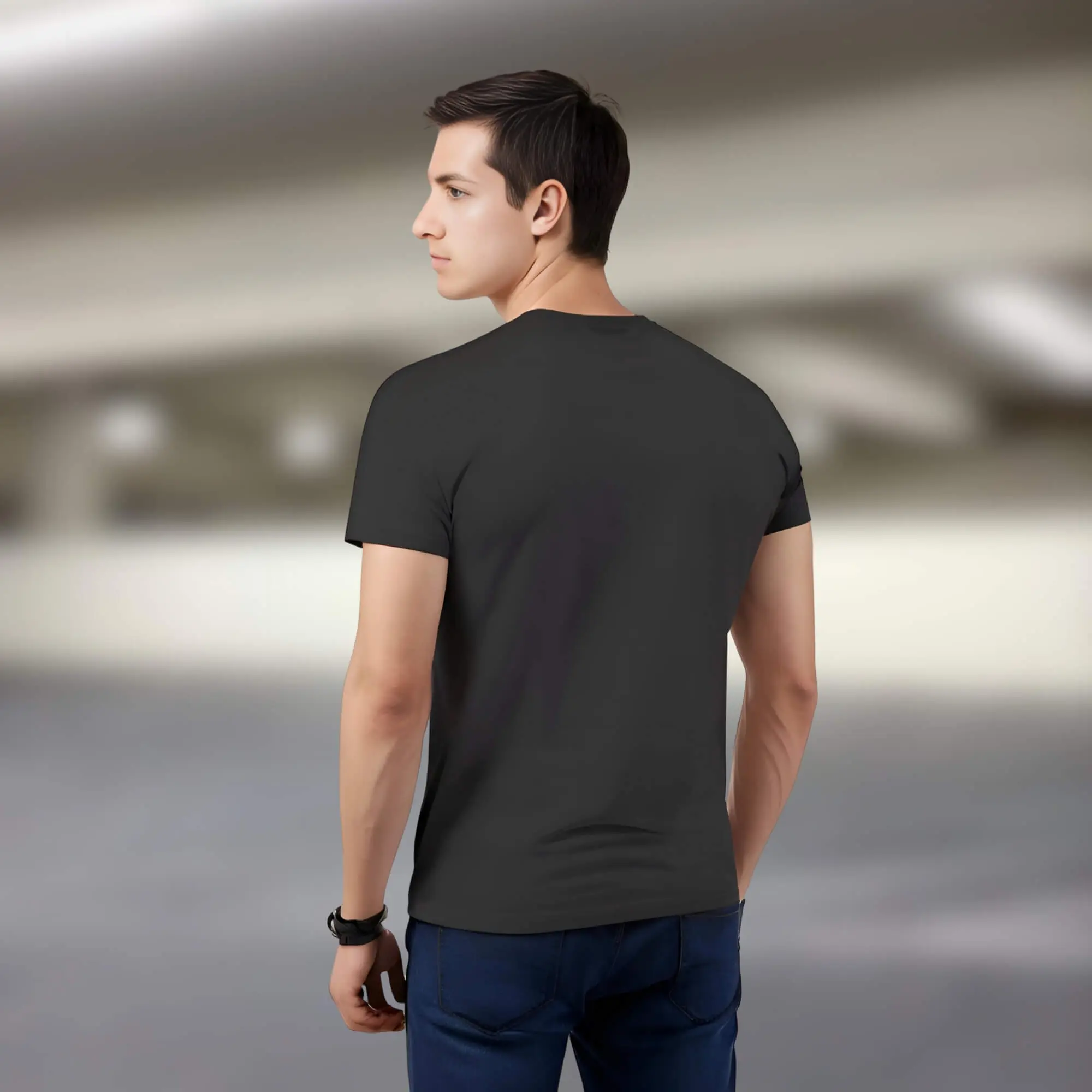 Men’s Cotton Graphic Print Casual T-Shirt – Round Neck, Half Sleeve