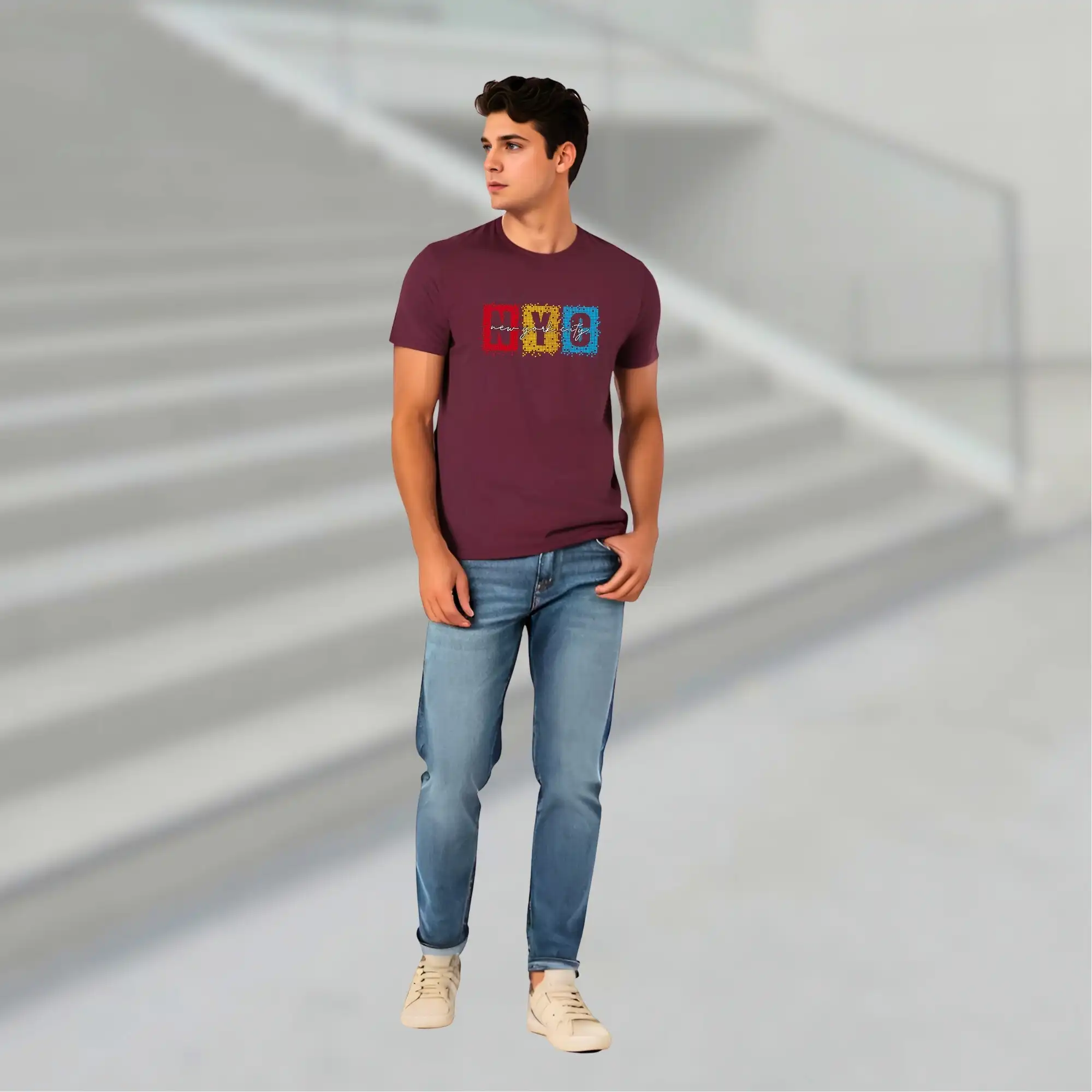 EXCELLO White ‘NYC – New York City’ Printed Men’s Cotton T-Shirt