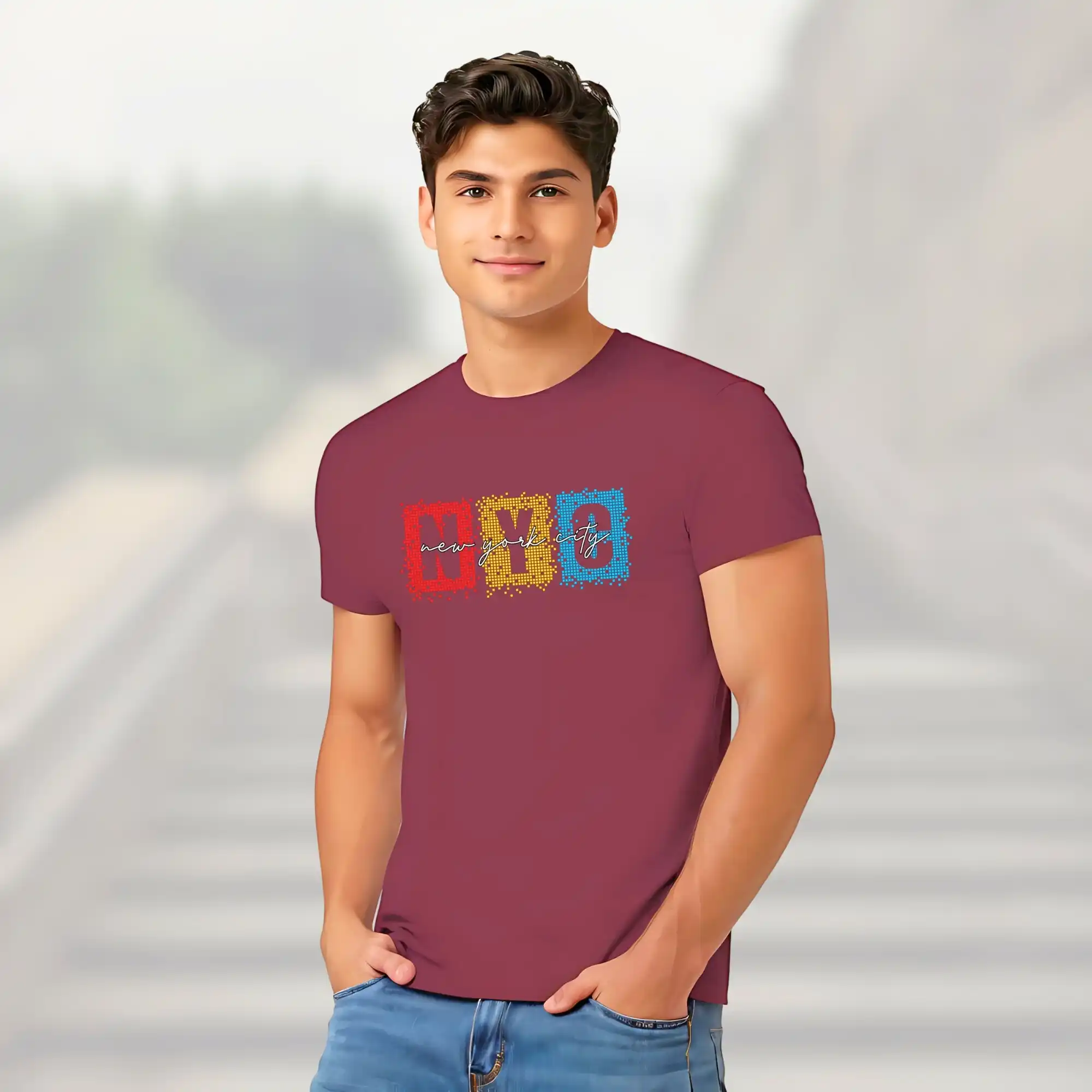 EXCELLO White ‘NYC – New York City’ Printed Men’s Cotton T-Shirt