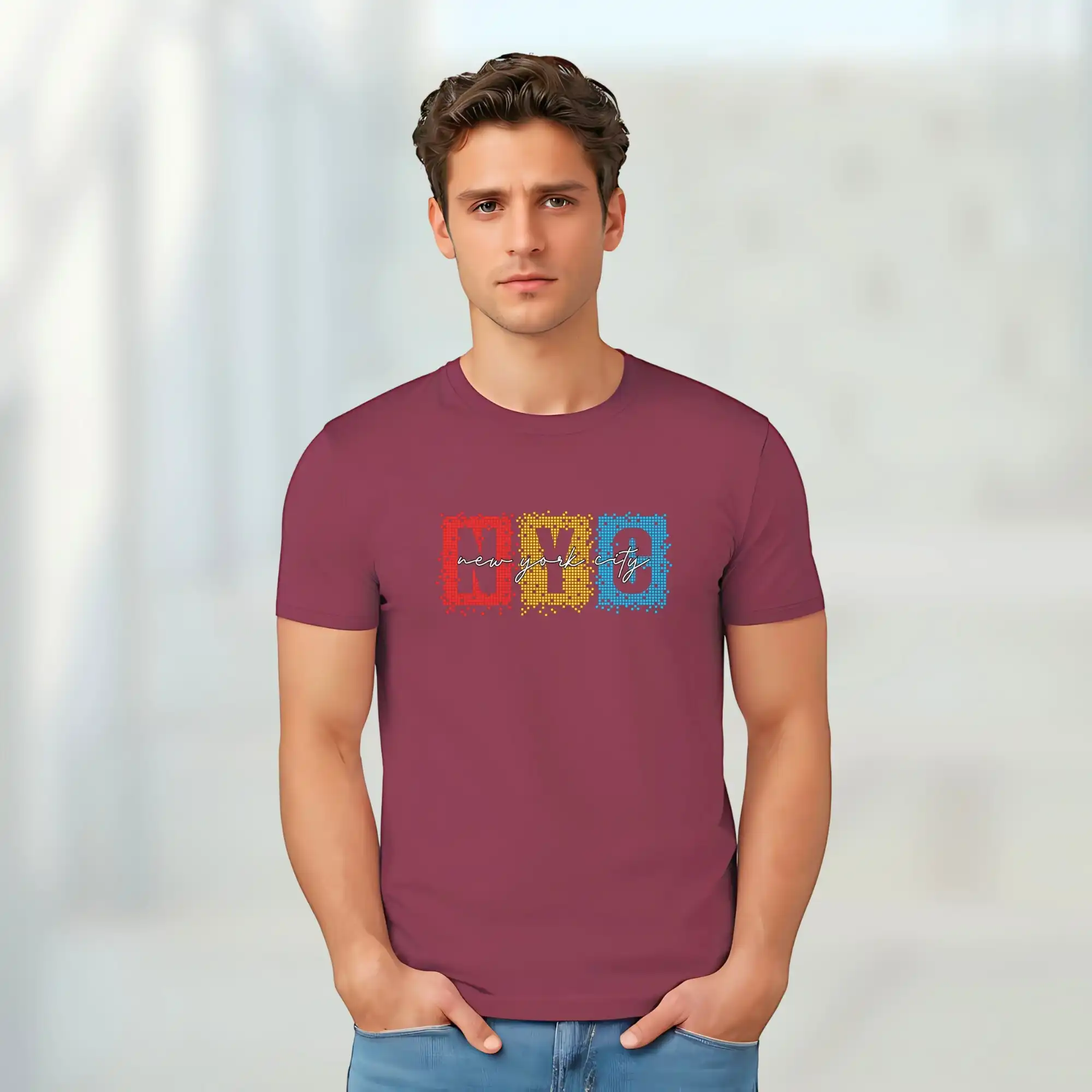 EXCELLO White ‘NYC – New York City’ Printed Men’s Cotton T-Shirt