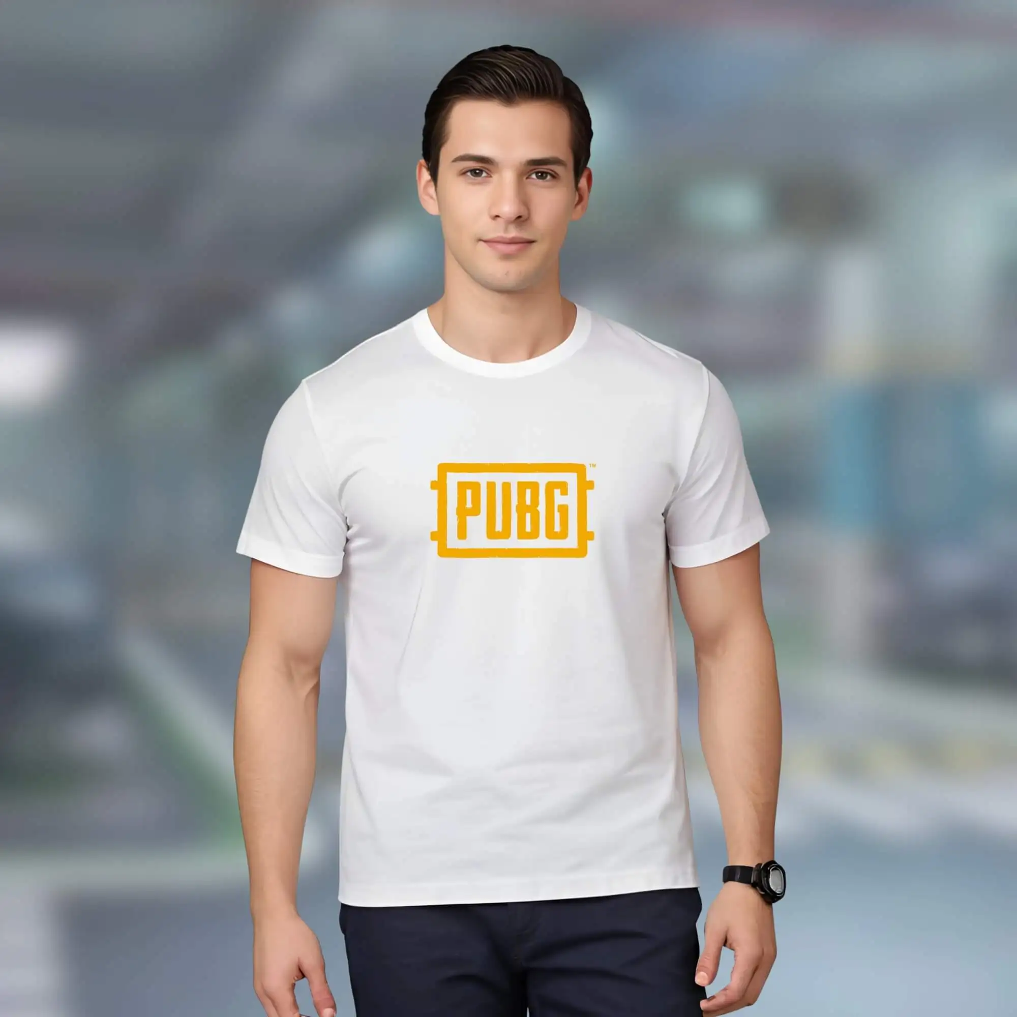Men’s Cotton Graphic Print Casual T-Shirt – Round Neck, Half Sleeve