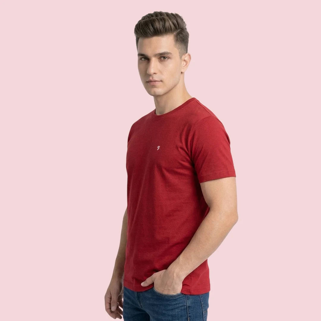 Men's Regular Fit Crew Neck T-Shirt, 100% Pure Cotton, 180 GSM, Breathable Everyday Wear